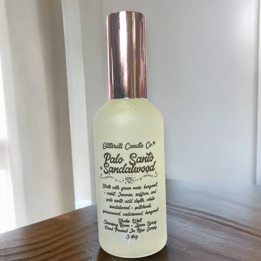 Palo Santo & Sandalwood Linen & Room Glass Spray Bottle