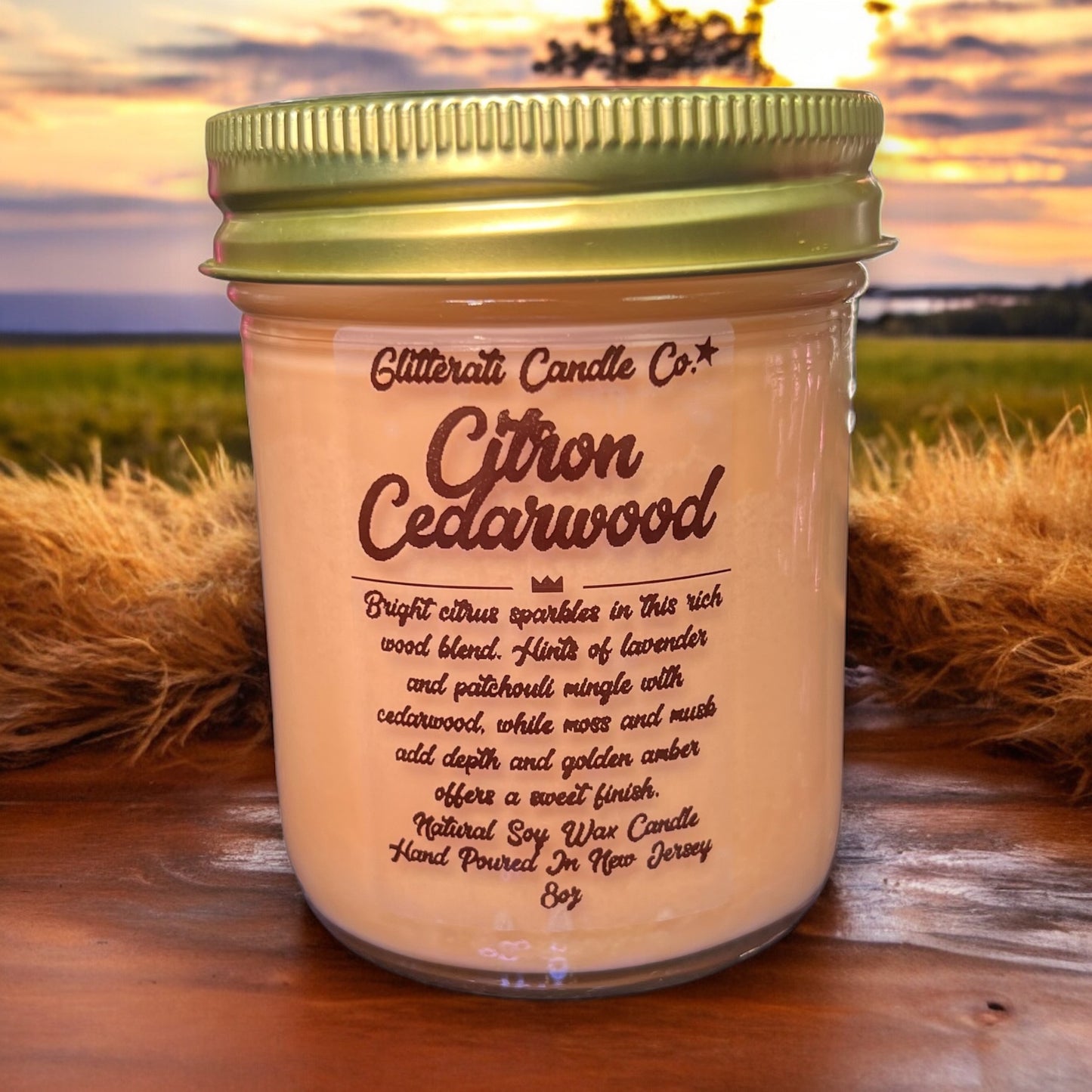 Citron Cedarwood 100% Natural Wax Soy Candle 8oz