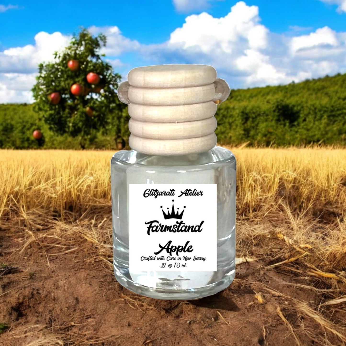 Farmstand Apple Hanging Glass Car Oil Diffuser Freshener 8ml