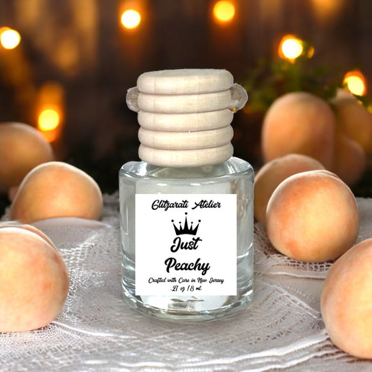 Just Peachy Hanging Glass Car Oil Diffuser Freshener 8ml