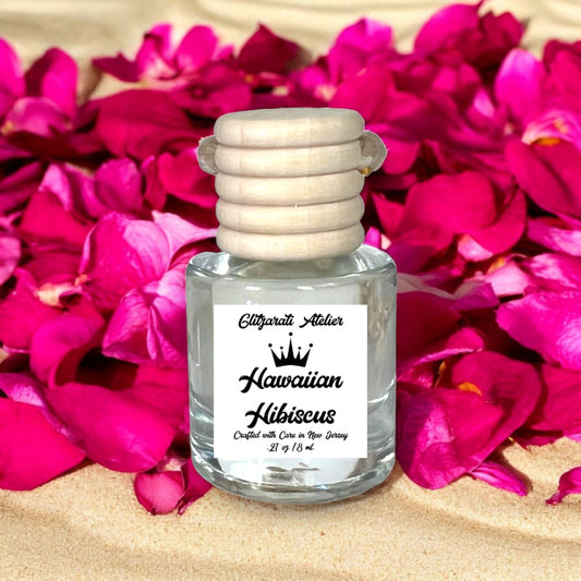 Hawaiian Hibiscus Hanging Glass Car Oil Diffuser Freshener 8ml