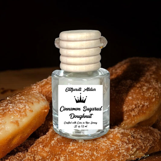 Cinnamon Sugared Doughnut Hanging Glass Car Oil Diffuser Freshener 8ml