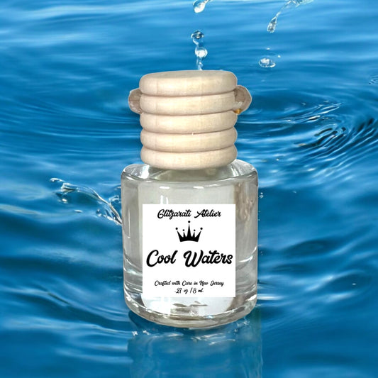 Cool Waters Hanging Glass Car Oil Diffuser Freshener 8ml