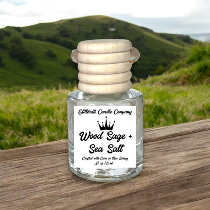 Wood Sage & Sea Salt Hanging Glass Car Oil Diffuser Freshener 8ml