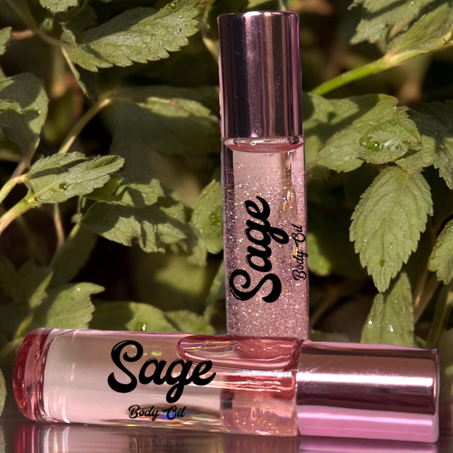Sage Roll On Ball Body Oil 10ML Optional Infused Glitter