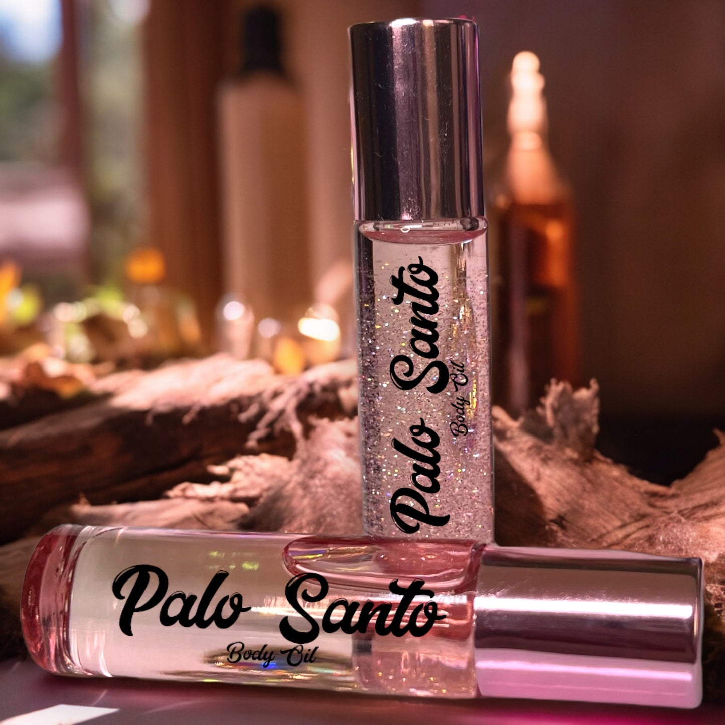 Palo Santo Roll On Ball Body Oil 10ML Optional Infused Glitter