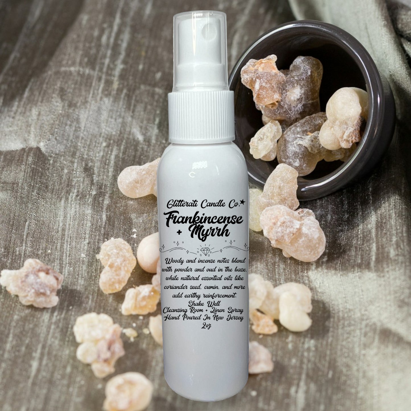 Frankincense and Myrrh Linen & Room Spray 2oz Bottle