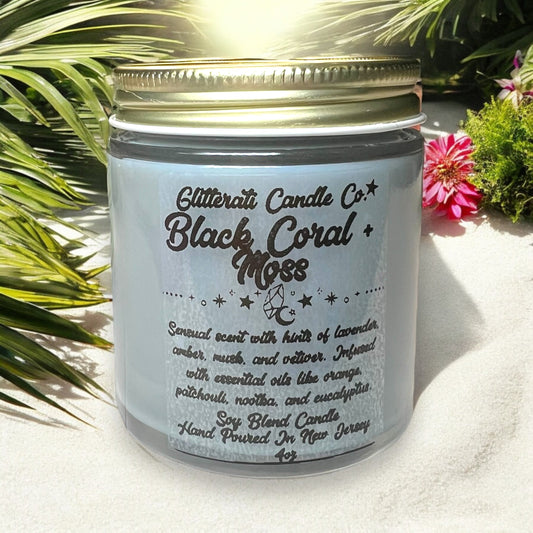 Black Coral And Moss Soy Blend Wax Candle 4oz